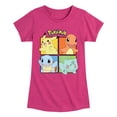 thumbnail image 1 of Pokémon - Pikachu, Charmander, Squirtle, And Bulbasaur Squares - Girls Fitted Short Sleeve T-Shirt, 1 of 5