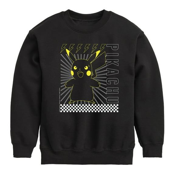 Pokémon - Pikachu Checkered - Youth Crewneck Fleece Sweatshirt