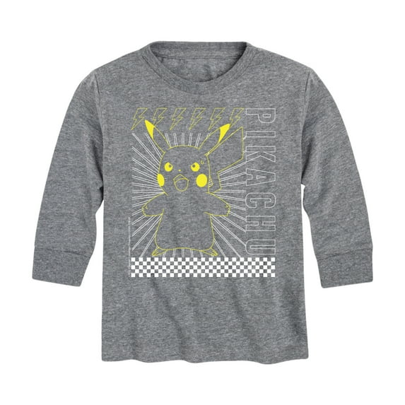 Pokémon - Pikachu Checkered - Youth Long Sleeve Graphic T- Shirt