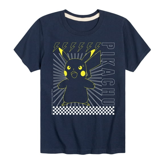 Pokémon - Pikachu Checkered - Youth Short Sleeve Graphic T- Shirt