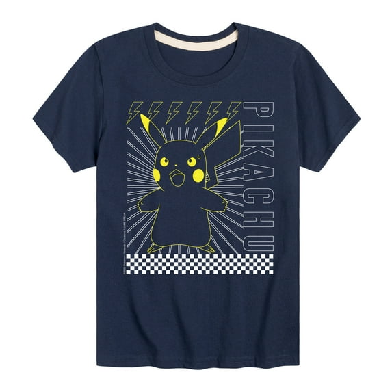 Pokémon - Pikachu Checkered - Youth Short Sleeve Graphic T- Shirt