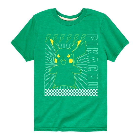 Pokémon - Pikachu Checkered - Youth Short Sleeve Graphic T- Shirt