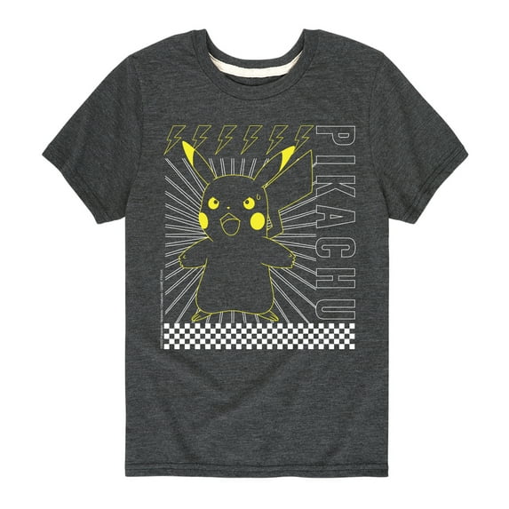 Pokémon - Pikachu Checkered - Youth Short Sleeve Graphic T- Shirt