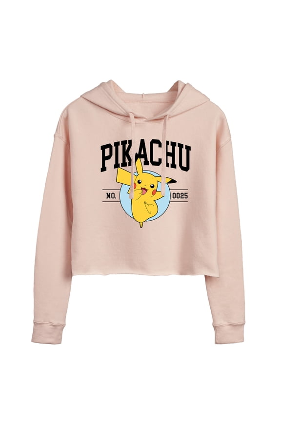 Pokémon - Pikachu Collegiate - Juniors Cropped Pullover Hoodie