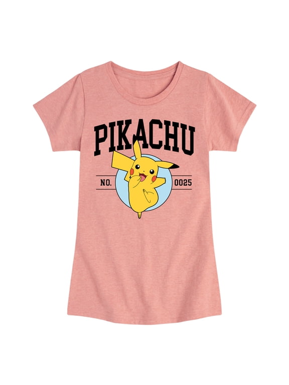 - Pikachu Collegiate Girls' Fitted Short Sleeve Graphic T-Shirt