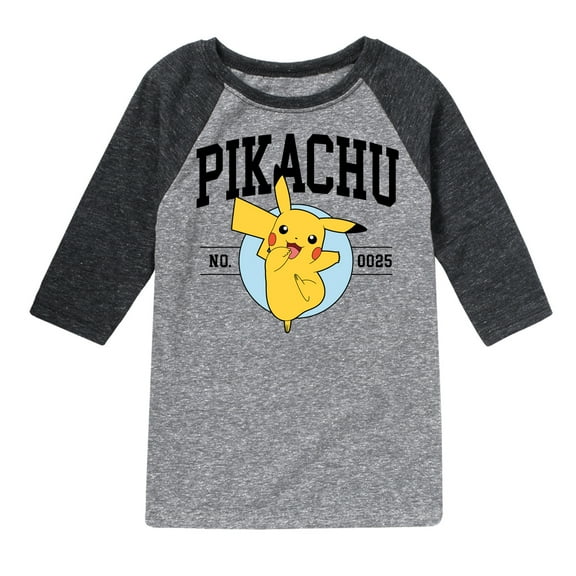 Pokémon - Pikachu Collegiate - Youth Raglan Graphic T-Shirt
