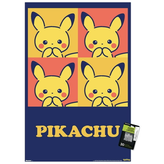 Pokémon: Pikachu Cutie Collection - Squares Wall Poster with Pushpins, 22.375" x 34"