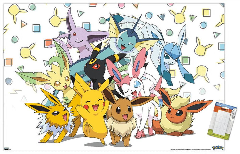 ピカチュウ イーブイ ポッチャマ　ポスター Pok-mon-Pikachu-Eevee-And-Its-
