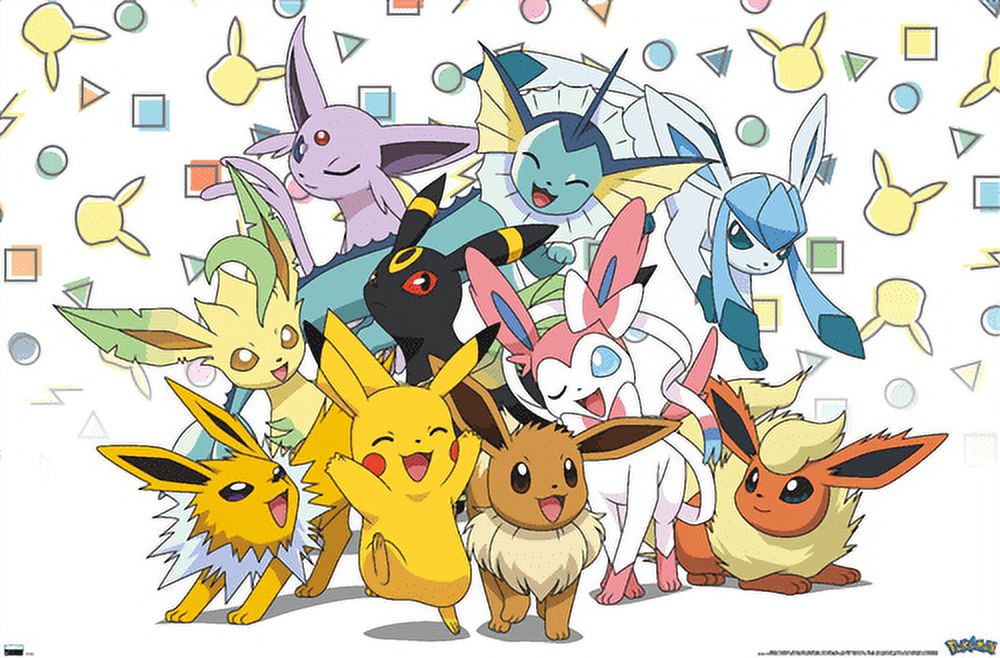 Pokémon - Pikachu, Eevee, And Its Evolutions Wall Poster, 14.725