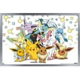 thumbnail image 1 of Pokémon - Pikachu, Eevee, And Its Evolutions Wall Poster, 22.375" x 34", Framed, 1 of 3