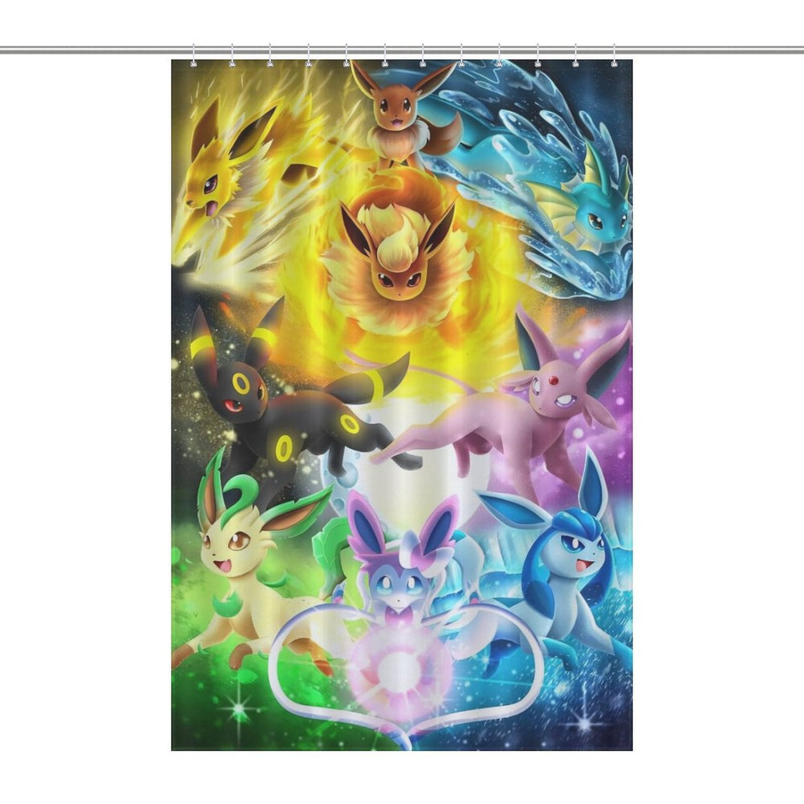 PokémonPikachu Eevee Evolutions Shower Curtain,Printing Polyester