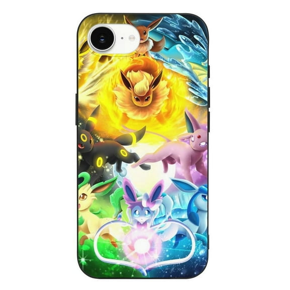 Pokmon Pikachu Eevee Evolutions35 Compatible with iPhone 16 E Case Full Covered Soft Slim Rugged TPU Phone Case Shockproof Non-Slip Anti-Fingerprint Basic Cases Protection