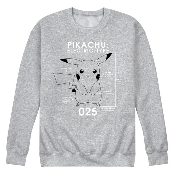 Pokémon - Pikachu Electric-Type - Men's Crew Neck Fleece Pullover