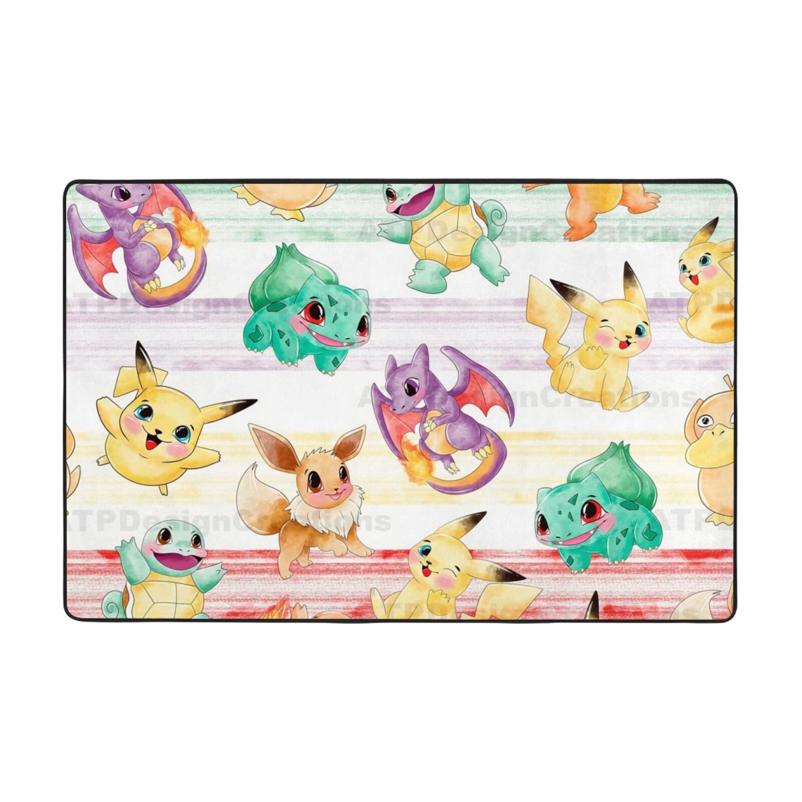 Pikachu Rectangle Rug Pokémon Pikachu Gamer Rug Room Non-Slip Gaming Rug Cool Graffiti Gaming ...