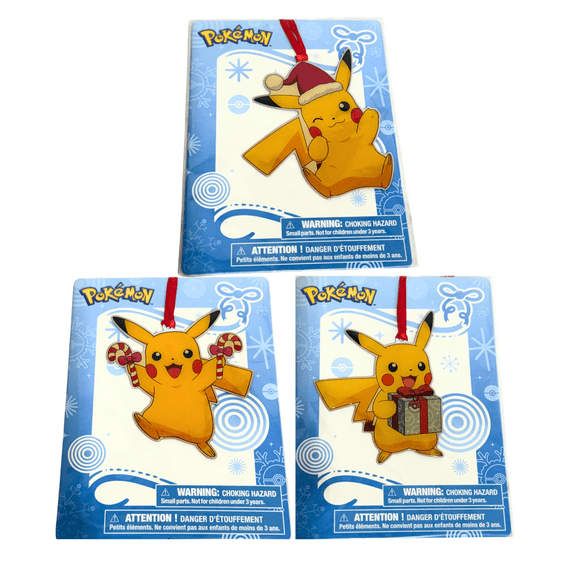 Pokmon Pikachu Holiday Metal Ornament Set, Festive Bundle of 3 Designs