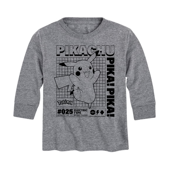 Pokémon - Pikachu Info Chart - Youth Long Sleeve Graphic T-Shirt