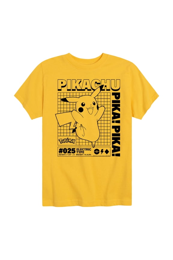 Pokémon - Pikachu Info Chart - Youth Short Sleeve Graphic T-Shirt