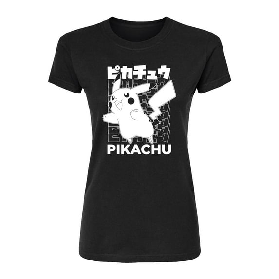 Pokémon - Pikachu Kanji - Juniors Fitted Short Sleeve Graphic T-Shirt