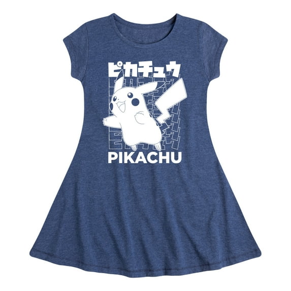 Pokémon - Pikachu Kanji - Youth Girls Fit And Flare Short Sleeve Dress