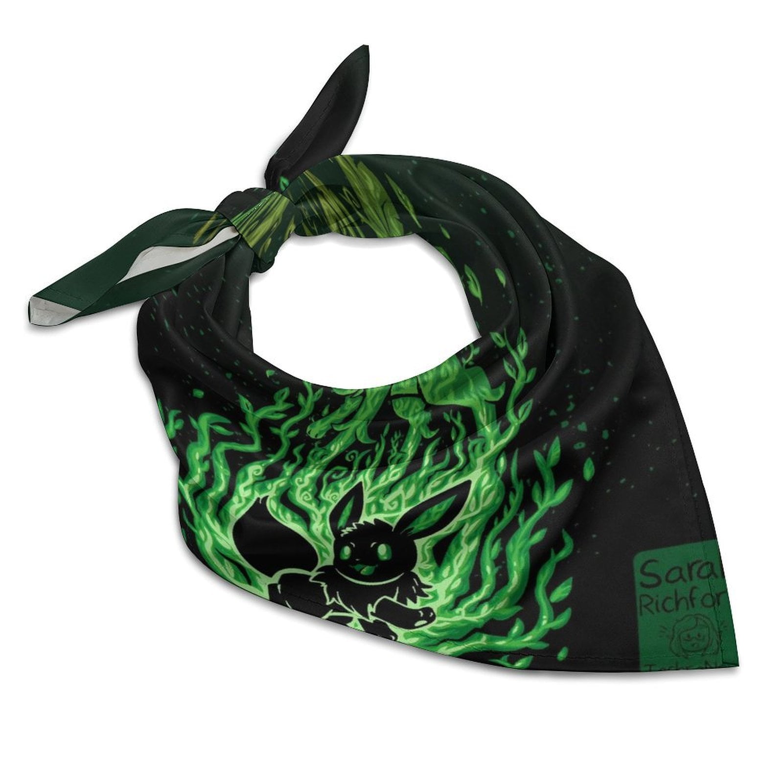 Pokémon Pikachu Leafeon3 Square Satin Head Scarf Hair Scarves Silk-like ...