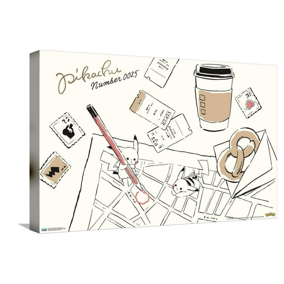 Pokémon: Pikachu Lifestyle - Map Canvas Wall Poster, 14.725" x 22.375"