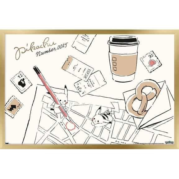 Pokémon: Pikachu Lifestyle - Map Wall Poster, 14.725" x 22.375" Framed