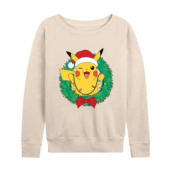 Pokémon - Pikachu Lights Wreath - Women's Lightweight French Terry Long Sleeve Shirt