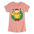 thumbnail image 1 of Pokémon - Pikachu Lights Wreath - Youth Girls Short Sleeve Graphic T-Shirt, 1 of 5