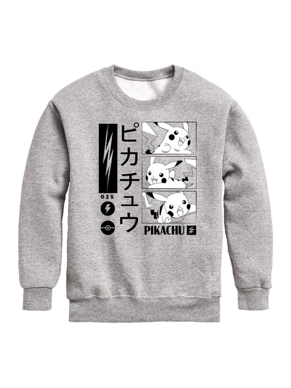 Pokémon - Pikachu Manga Comic Style Lightning Boys' Graphic Long Sleeve Fleece Sweatshirt