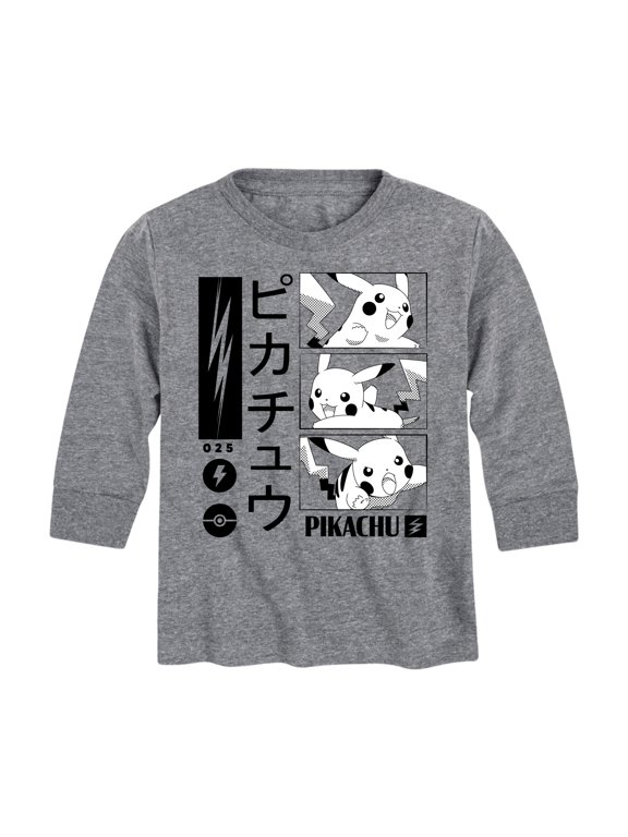 Pokémon - Pikachu Manga Comic Style Lightning Boys' Long Sleeve Graphic T-Shirt