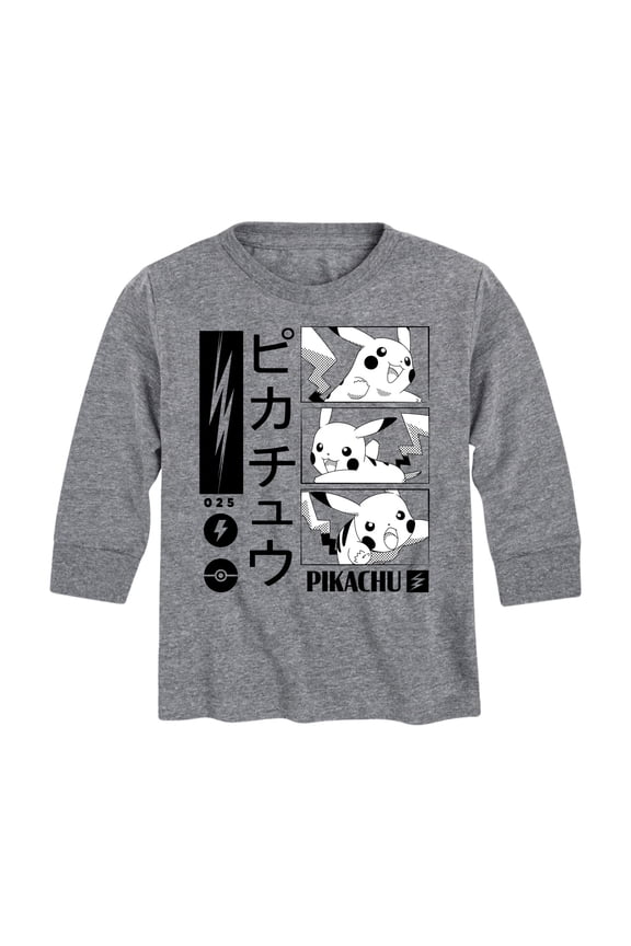 Pokémon - Pikachu Manga Comic Style Lightning - Youth Long Sleeve Graphic T- Shirt