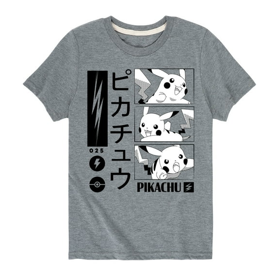 Pokémon - Pikachu Manga Comic Style Lightning - Youth Short Sleeve Graphic T- Shirt