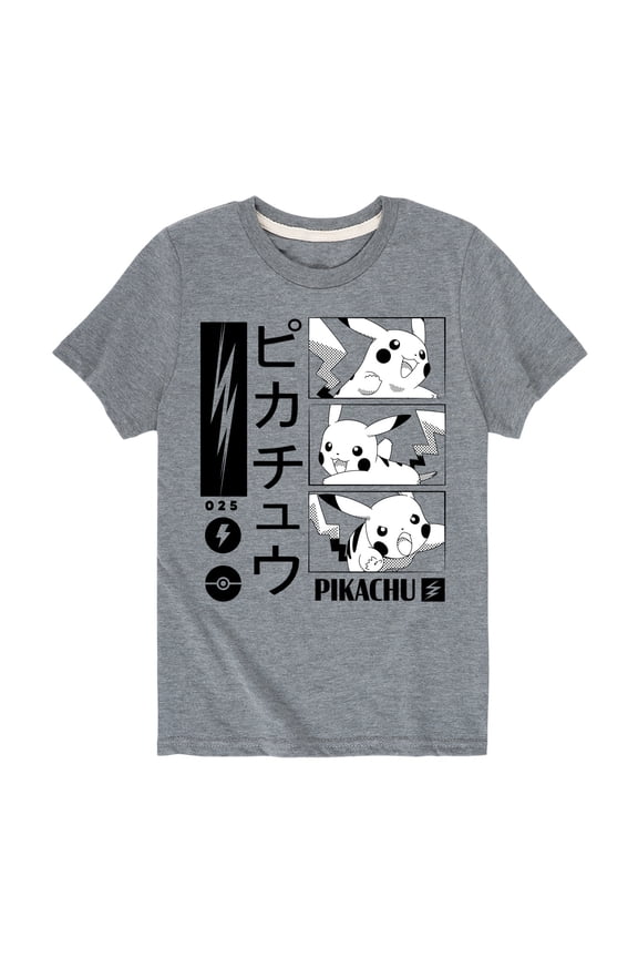 Pokémon - Pikachu Manga Comic Style Lightning - Youth Short Sleeve Graphic T- Shirt