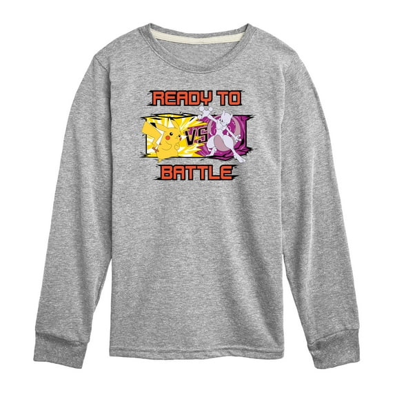 Pokémon - Pikachu Mewtwo Battle - Youth Long Sleeve Graphic T-Shirt