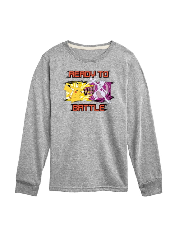 Pokémon - Pikachu Mewtwo Battle Boys' Long Sleeve Graphic T-Shirt