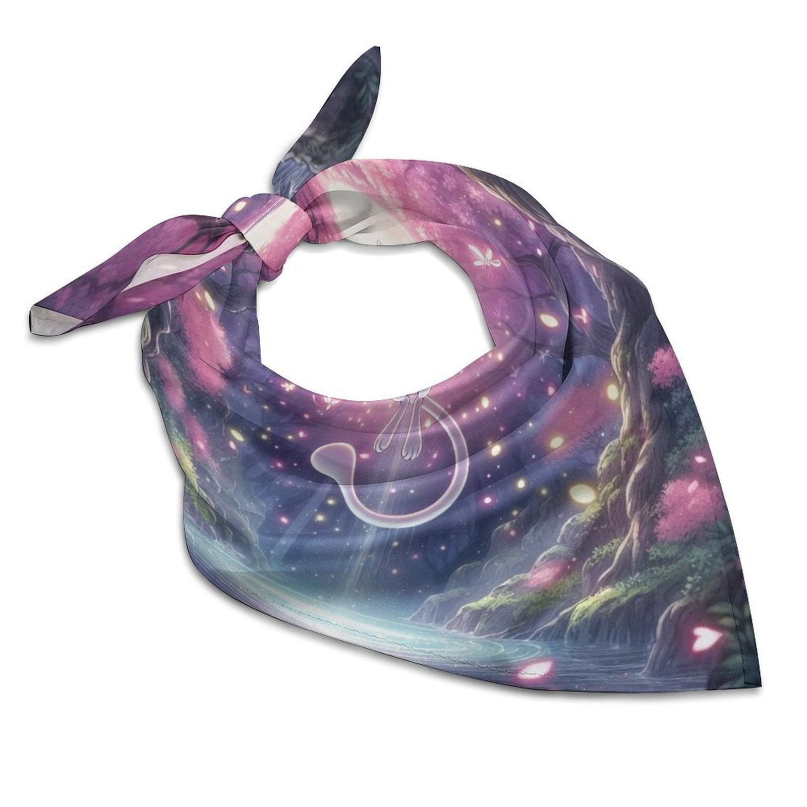 Pokémon Pikachu Mewtwo9 Square Satin Head Scarf Hair Scarves Silk-like ...