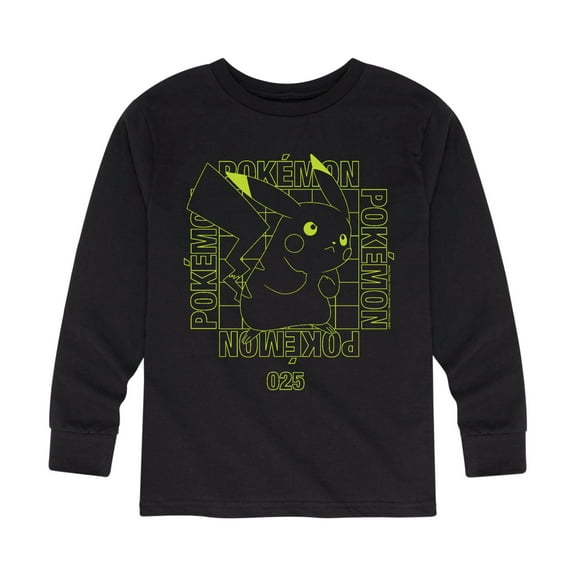 Pokémon - Pikachu Neon Battle Mode - Youth Long Sleeve Graphic T- Shirt