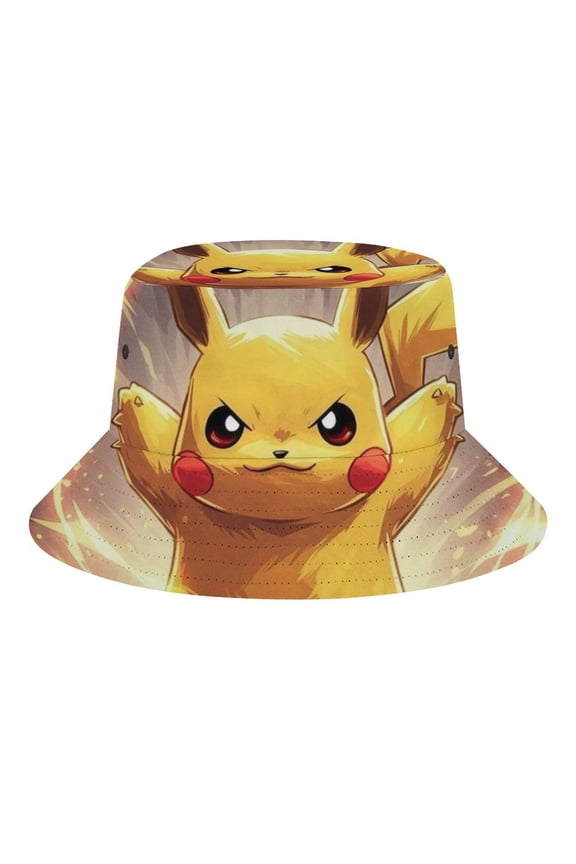 Pokmon Pikachu Outdoor Adventures Fashion Unisex Bucket Hat for Men Women Teens, Fisherman Sun Cap Headwear for Summer Outdoor Travel Hiking Beach