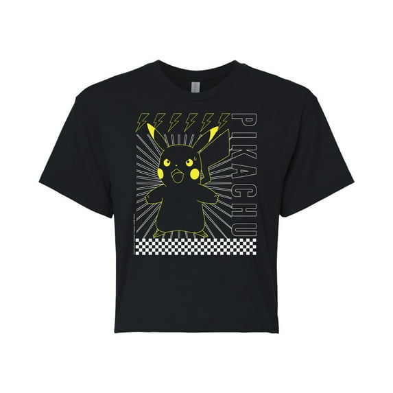 Pokémon - Pikachu Outline Art - Juniors Cropped Cotton Blend T-Shirt