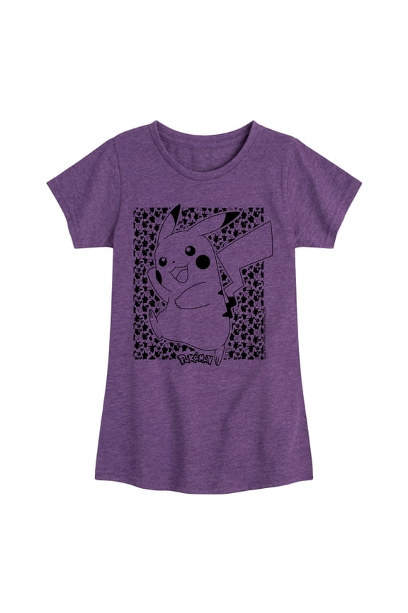 Pokémon - Pikachu Pattern - Youth Girls Short Sleeve Graphic T-Shirt