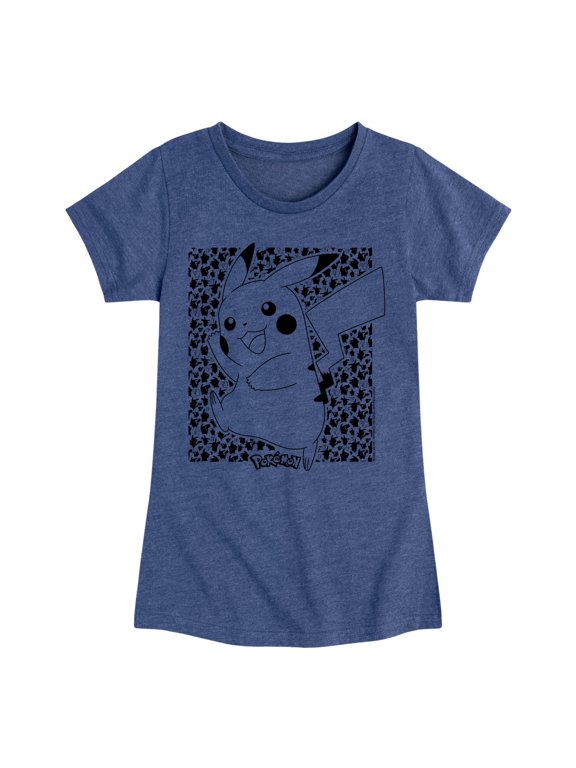 Pokémon - Pikachu Pattern Girls' Fitted Short Sleeve Graphic T-Shirt