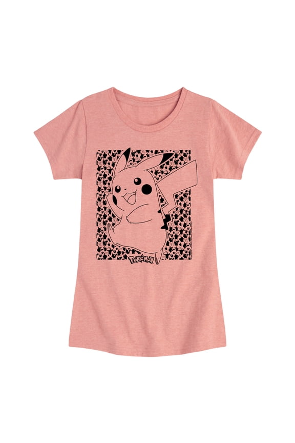 Pokémon - Pikachu Pattern - Youth Girls Short Sleeve Graphic T-Shirt