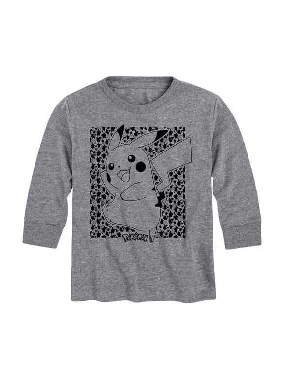 Pokémon - Pikachu Pattern Boys' Long Sleeve Graphic T-Shirt