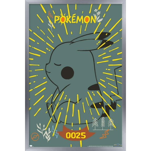 Pokémon - Pikachu Peaceful Nature Wall Poster, 14.725" x 22.375" Framed