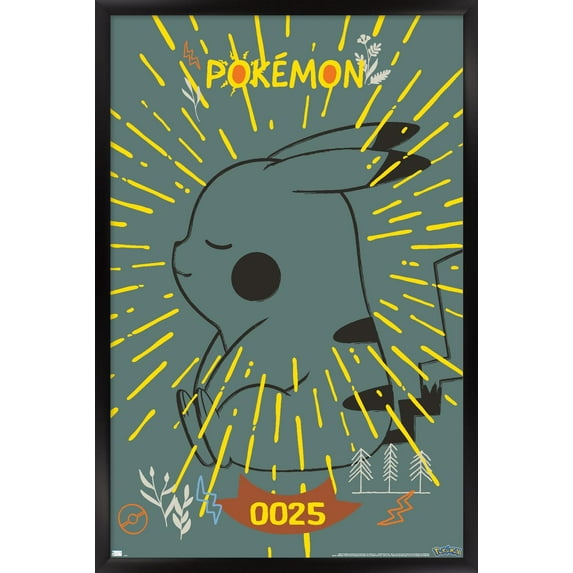 Pokémon - Pikachu Peaceful Nature Wall Poster, 22.375" x 34" Framed