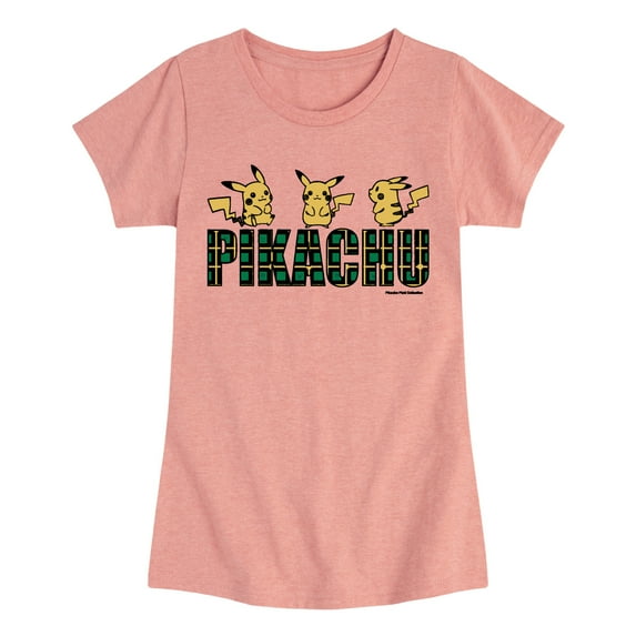 Pokémon - Pikachu Plaid Logo - Youth Girls Short Sleeve Graphic T-Shirt