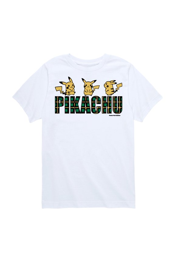 Pokémon - Pikachu Plaid Logo - Youth Short Sleeve Graphic T-Shirt