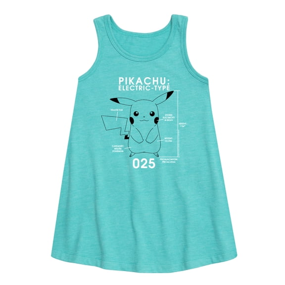 Pokémon - Pikachu Pokedex Diagram - Youth Girls A-line Dress