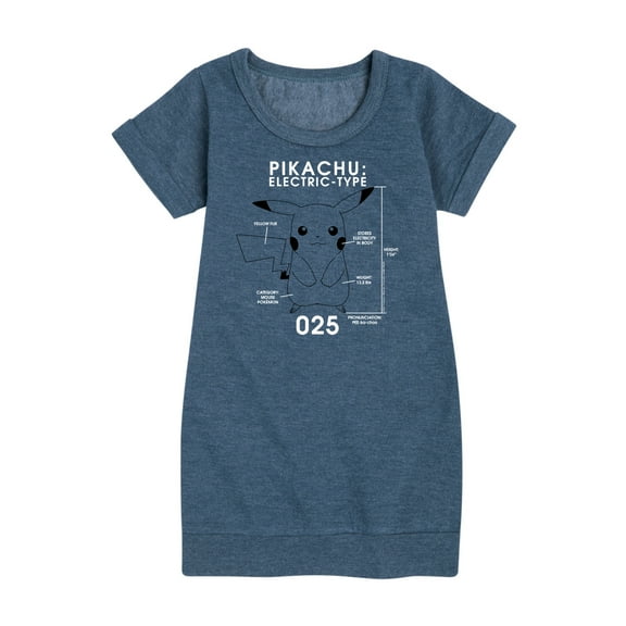 Pokémon - Pikachu Pokedex Diagram - Youth Girls Fleece Dress
