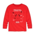 thumbnail image 1 of Pokémon - Pikachu Pokedex Diagram - Youth Long Sleeve Graphic T- Shirt, 1 of 5